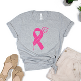 Pink Feather Cancer Ribbon Shirt