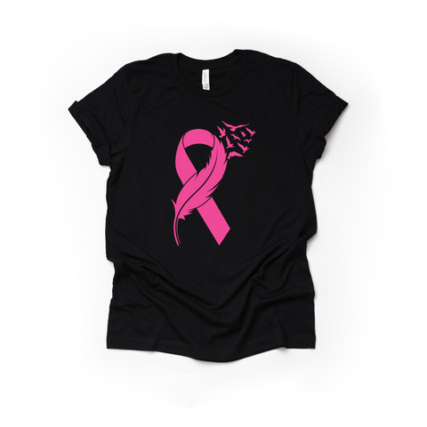 Pink Feather Cancer Ribbon Shirt