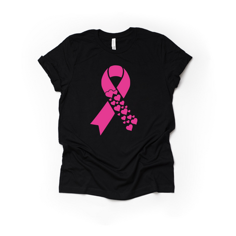 Breast Cancer Ribbon with Hearts Shirt